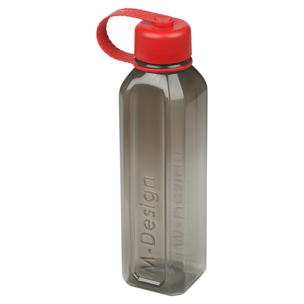 (Black with Red Lid, 800 ml) Reusable Water Drinking Sports Bottle Container Flask with Leakproof Lid