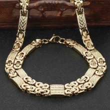 8mm Silver Byzantine Chains Cross Jewelry Sets for Men Stainless Steel Bracelet Necklace Set Jewelry Accessories