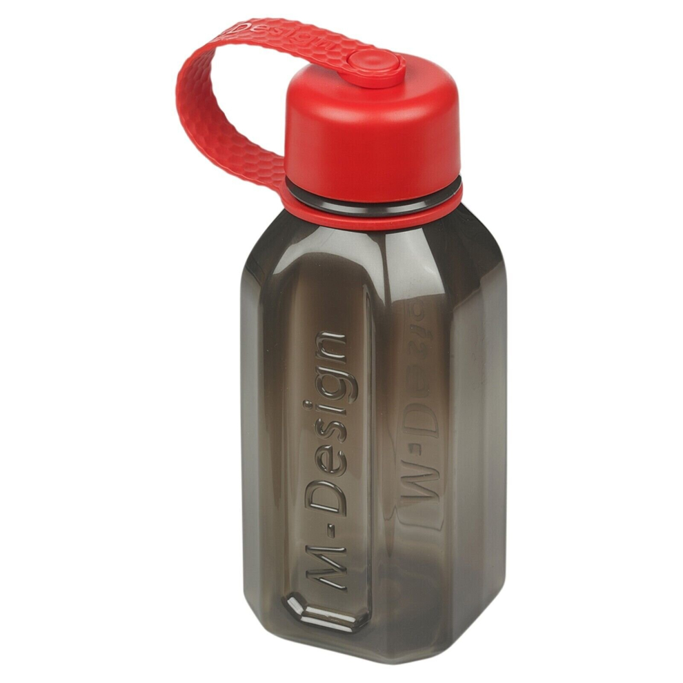 (Black with Red Lid, 500 ml) Reusable Water Drinking Sports Bottle Container Flask with Leakproof Lid