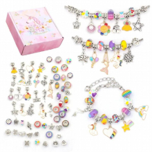 DIY Charm Bracelet Making Set Glass Beads Spacer Beads Pendant Accessories Kit With Jewelry Storage Box for Jewelry Making