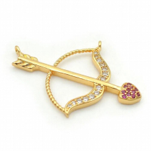 30*24*3mm Micro Pave Clear&Red CZ Bow And Arrow Charm Of Double Circles Fit For Men And Women Making Necklaces Jewelry