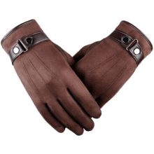 (Brown) Men's Winter Warm Windproof Waterproof Fleece Lined Thermal Touch Screen Gloves