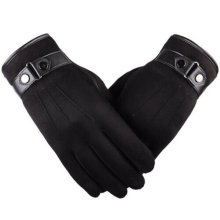 (Black) Men's Winter Warm Windproof Waterproof Fleece Lined Thermal Touch Screen Gloves