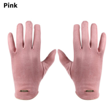 (Pink) Women Winter Gloves Touch Screen Fleece Suede Warm Soft Fur Lined Thermal
