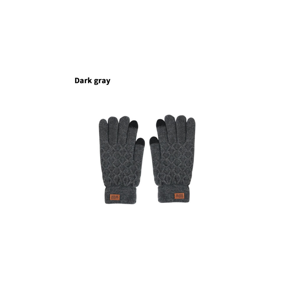 (Dark Grey) Winter Warm Gloves Windproof Fleece Line Knitted Thermal Waterproof Touch Screen