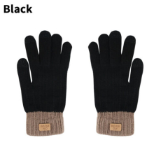 (Black) Women Extra Warm Winter Thick Thermal Woolen Knitted Stretch Wool Ladies Gloves
