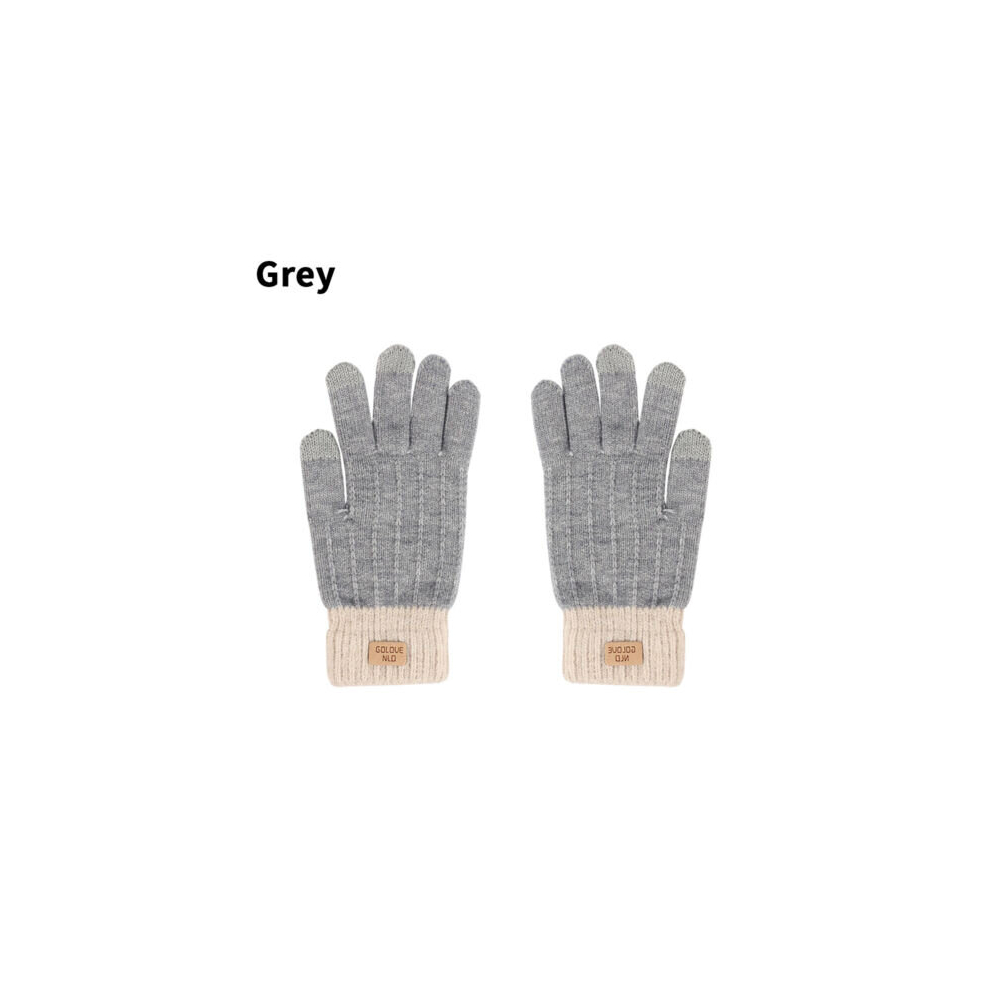 (Grey) Women Extra Warm Winter Thick Thermal Woolen Knitted Stretch Wool Ladies Gloves