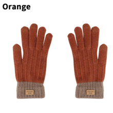 (Orange) Women Extra Warm Winter Thick Thermal Woolen Knitted Stretch Wool Ladies Gloves