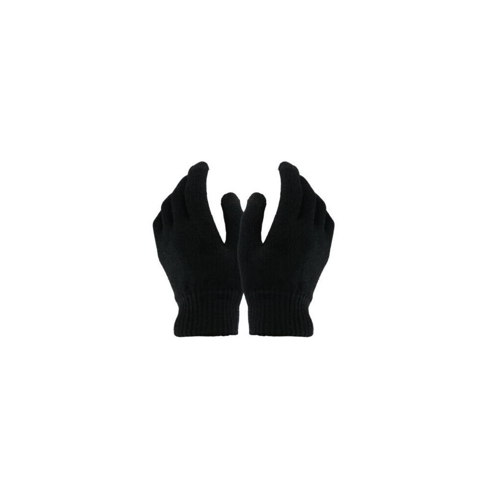 (Black) Warm Gloves Winter Windproof Fleece Line Knitted Thermal Waterproof Touch Screen