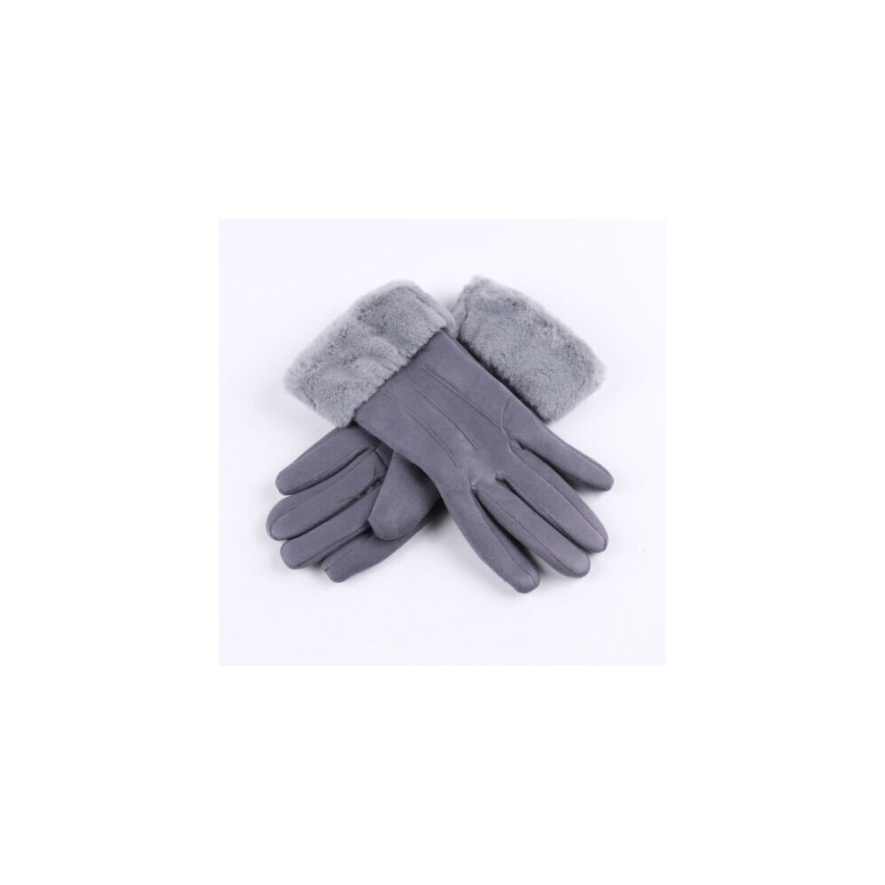 (Red) Winter Thermal Warm Soft Sheepskin Ladies Gloves Touchscreen Men Women Warm Soft