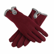 (Red) Ladies Winter Gloves Touch Screen Fleece Thick Warm Comfy Soft Fur Lined Thermal