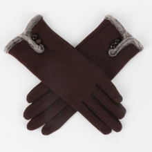 (Brown) Ladies Winter Gloves Touch Screen Fleece Thick Warm Comfy Soft Fur Lined Thermal