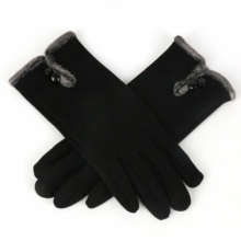(Black) Ladies Winter Gloves Touch Screen Fleece Thick Warm Comfy Soft Fur Lined Thermal