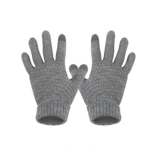 (Pink) Warm Gloves Winter Windproof Fleece Line Knitted Thermal Waterproof Touch Screen