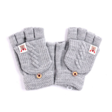 (Green) Mens Womens Thermal Fingerless Gloves Knitted Warm Winter Half Finger Mittens UK