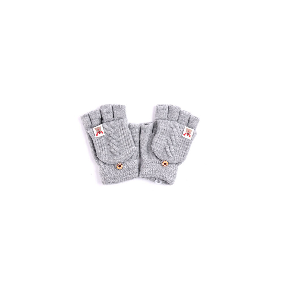 (Green) Mens Womens Thermal Fingerless Gloves Knitted Warm Winter Half Finger Mittens UK