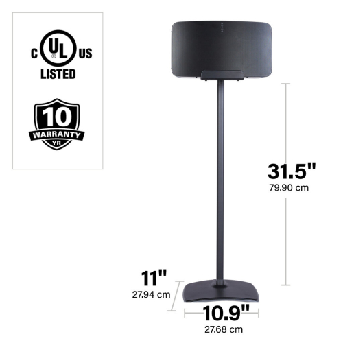 SANUS WSS52 Black Pair Fixed Height Speaker Stands For Sonos Five or PLAY:5 2