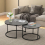 Modern Nesting Coffee Table Set of 2 Marble Look Coffee Table Set Grey 2