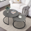 Modern Nesting Coffee Table Set of 2 Marble Look Coffee Table Set Grey 3