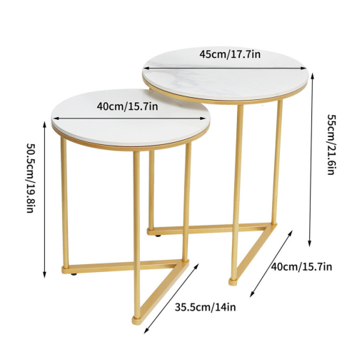 Modern Nesting Coffee Table Set of 2 Marble Coffee Table Set  White 2