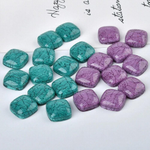 80pcs 16*16MM Flatback Square Shpe Crackle Style Resin Cabochons Plastic DIY Jewelry Findings Ornamenet Accessories