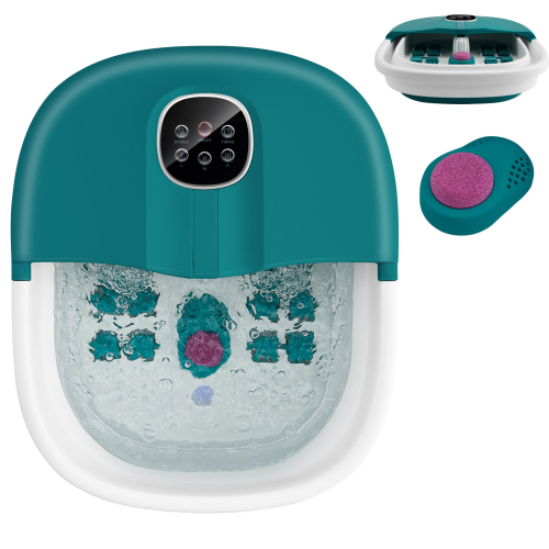 Costway Folding Foot Bath Massage Bubble Foot Spa Basin with Medicine Box Remote Control