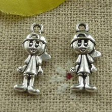 300 pieces tibetan silver boy charms 18x8mm #3307