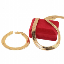 1 Set Mens Womens 10mm Yellow Solid Filled Set Jewelry Herringbone Bracelet Chain Necklace Chunky Jewelry Sets