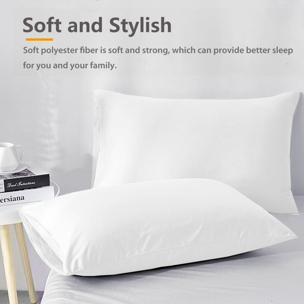 (Microfiber Plain White) 100% Silk Pillowcases Pair Luxury Anti Allergic & Anti Hair fall Pillow Shams