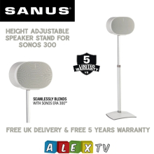 SANUS WSSE3A1 White Single Height-Adjustable Speaker Stands for Sonos Era 300