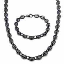Stainless Steel Necklace Bracelet Set Coffee Bean Link Chain Jewelry Sets for Men collier homme Chains MS101