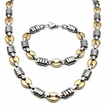 Silver Coffee Beans Chain Necklace Bracelet Set Men Jewelry Sets 316L Stainless Steel Collier homme Mens Gift MS106