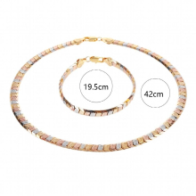 Selead High Copper Plated Jewelry Set Flat Chain Necklace Bracelet Party for Men and Women