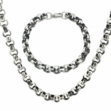 SilverBlack Stainless Steel Necklace Set Pendant Bracelet Men Jewelry Set Party Gift Women jewelry WJS032