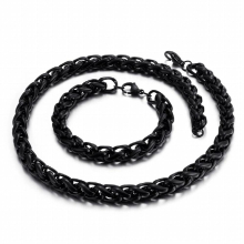 Stainless Steel Jewelry Set Heavy Huge 8mm/10mm Wheat Chain Link Braid Necklace Bracelet Set Men for Father