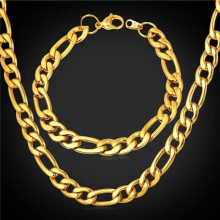 Chain Necklace Bracelet Men Jewelry Set 9MM Chunky Chains 22 Color/Stainless Steel Jewelry GNH2011