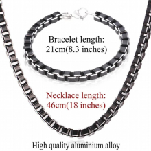 Necklace Bracelet Jewelry Set For Men Chain Aluminum Alloy Box Chains Men Jewelry Sets GNH203