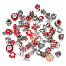50Pcs DIY Jewelry Making Kit Gift for Adults Large Hole European Beads Metal Spacer Beads Rhinestone Charms for Bracelet Making