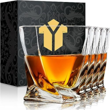 KITNATS Bicchieri da whisky Old Fashioned da 10 OZ, set di 4 bicchieri Rocks, confezione regalo - Bicchieri da bar per bourbon, scotch e rum, per