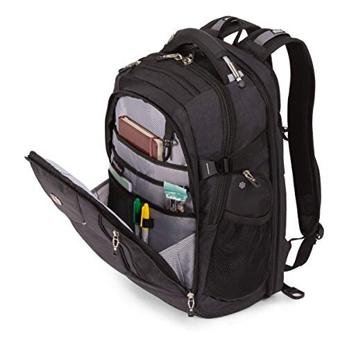 SwissGear 5358 ScanSmart Laptop Mackpack, se encaixa no laptop de 16 polegadas, porta de carregamento USB, Heather Gray 1