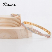 Donia jewelry Green Eyed Leopard Animal Bracelet Mens Party Jewelry Set Copper Open Cubic Zircon Bracelet Ring Set