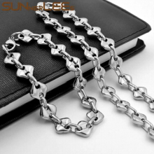 316L Stainless Steel Necklace Bracelet Set 10mm Geometric Link Chain Silver Men Women SC212 S
