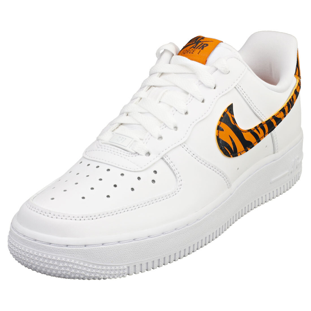 (4.5) Nike Air Force 1 07 Womens Fashion Trainers in White Tiger