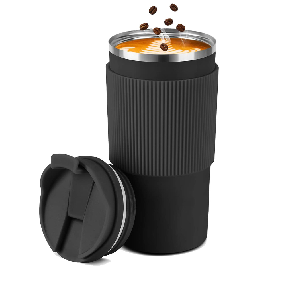 Thermal Mug, 450Ml Coffee Mug, Stainless Steel Travel Mug(Black)