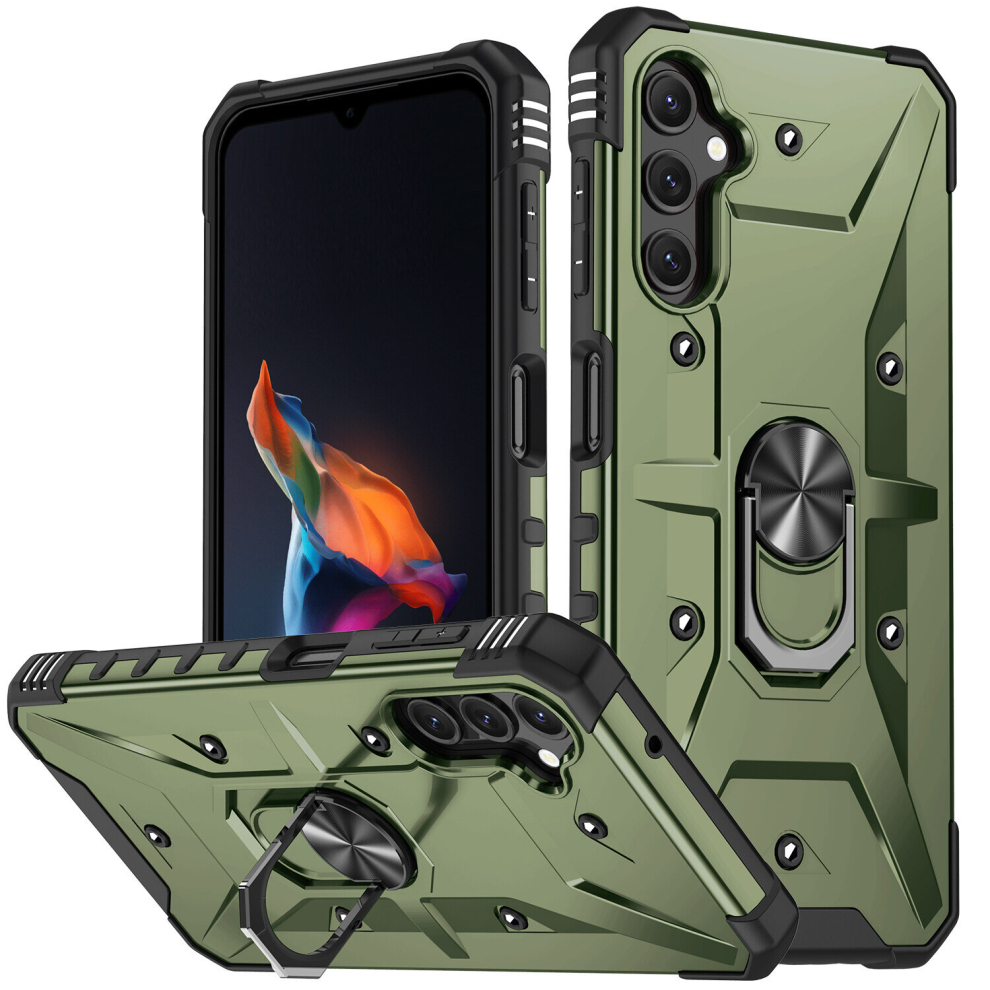 Photos - Case  Shockproof Magnetic With Ring Holder Cover  For Samsung Galaxy S23 Ultra Plus A54 A3(Dark Green, Samsung Galaxy A14 5G)