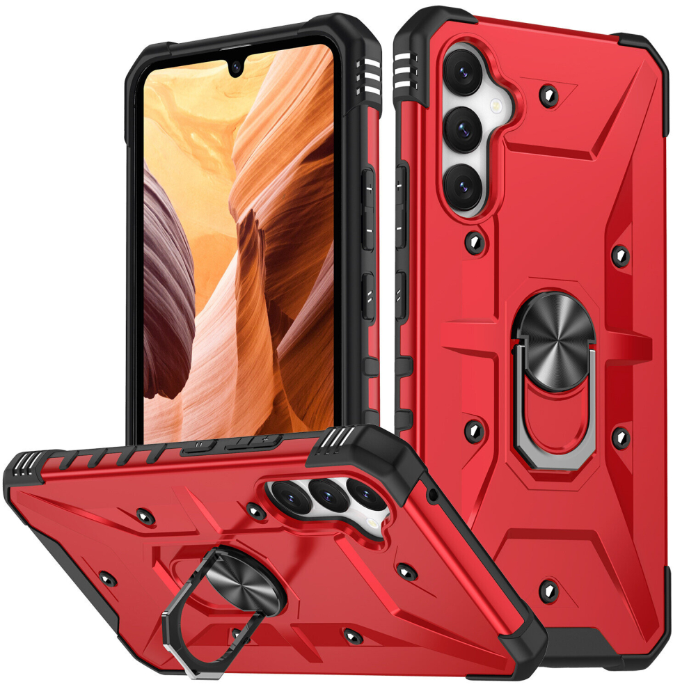 Photos - Case  Shockproof Magnetic With Ring Holder Cover  For Samsung Galaxy S23 Ultra Plus A54 A34 A14(Red, Samsung Galaxy A34)