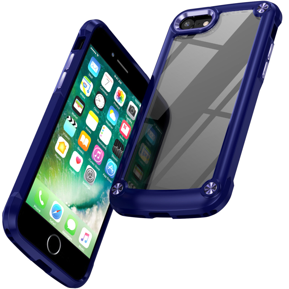 (iPhone7 8 Se2 Se3, Blue) Simple Phone Case For iPhone15 14 13 12 11 7 8 Plus Pro Max with Wireless Charging
