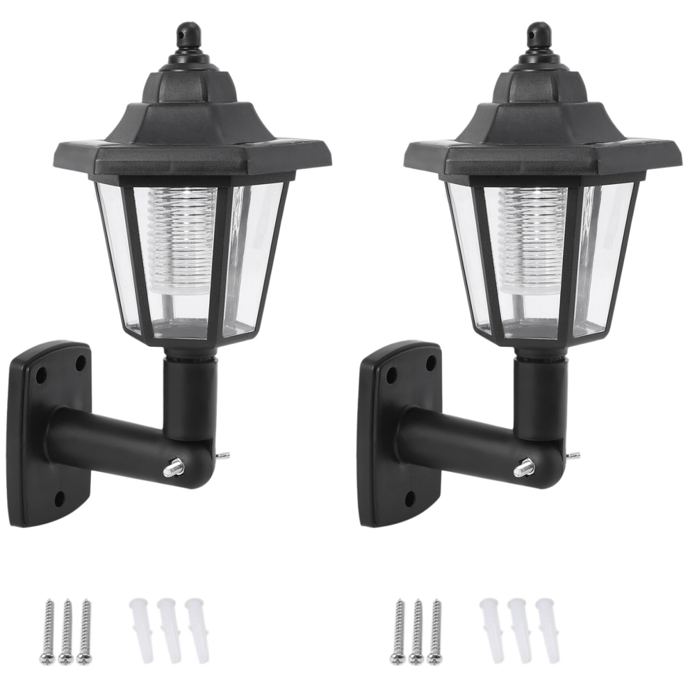 2 x Solar Powered LED Outdoor Garden Fence Wall Lantern Light