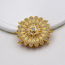 2pcs/lot 30mm Female Cubic Zircon Micro Flower clasp golden plated 3 strands