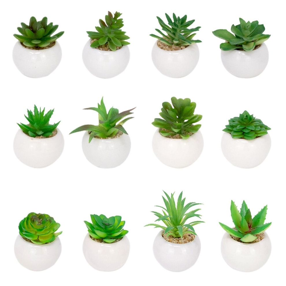 4 Artificial Succulent Plants Mini Potted Faux Fake Indoor & Outdoor